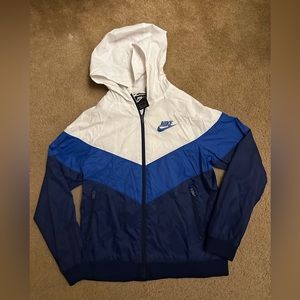 Blue and white Nike Rain jacket